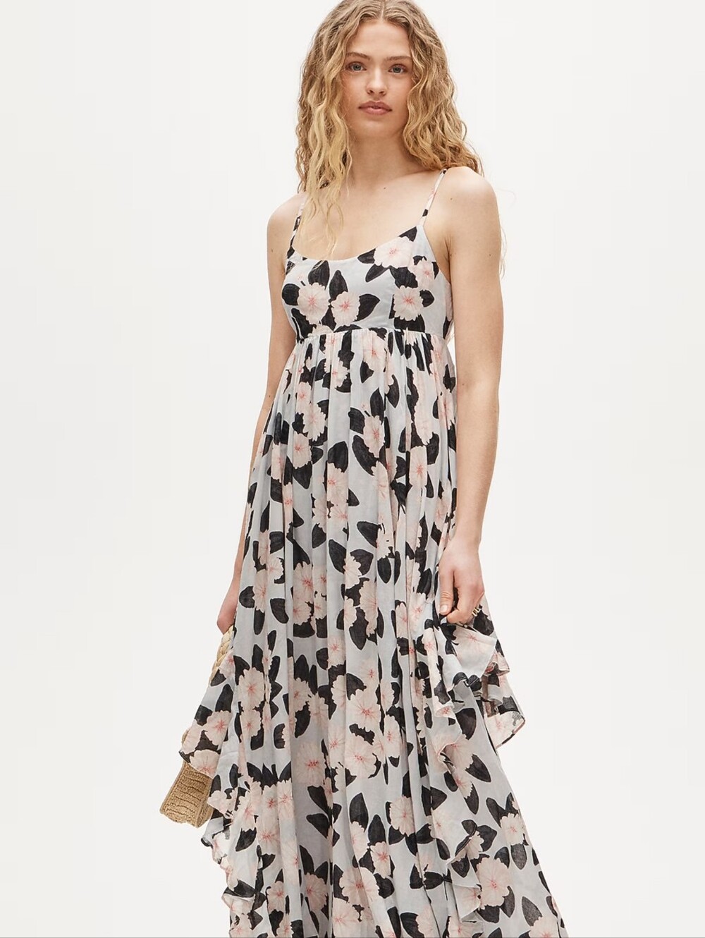 Jcrew Ruffle maxi dress In Peony Print NWT
